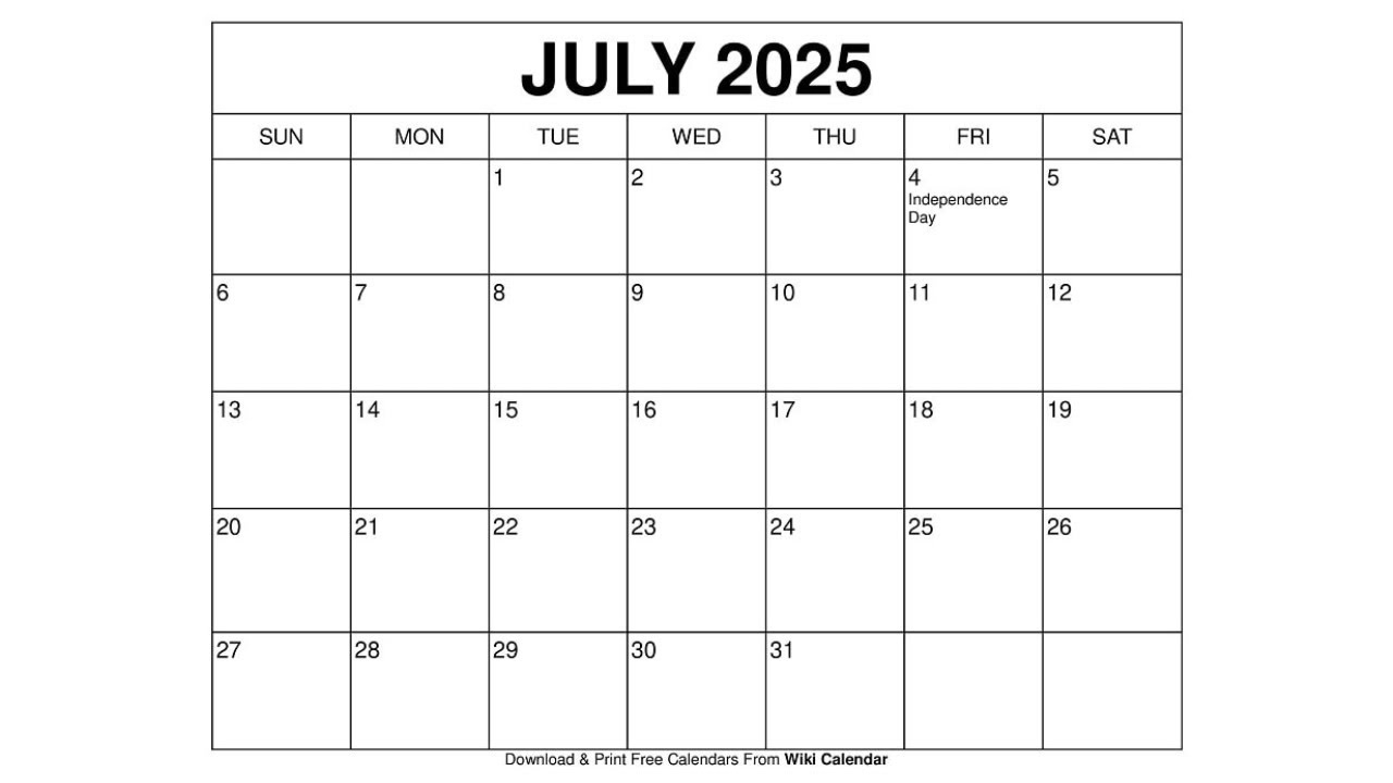 Free Printable July 2025 Calendar Templates With Holidays - Wiki Calendar with regard to July 2025 Wiki Calendar Printable Free