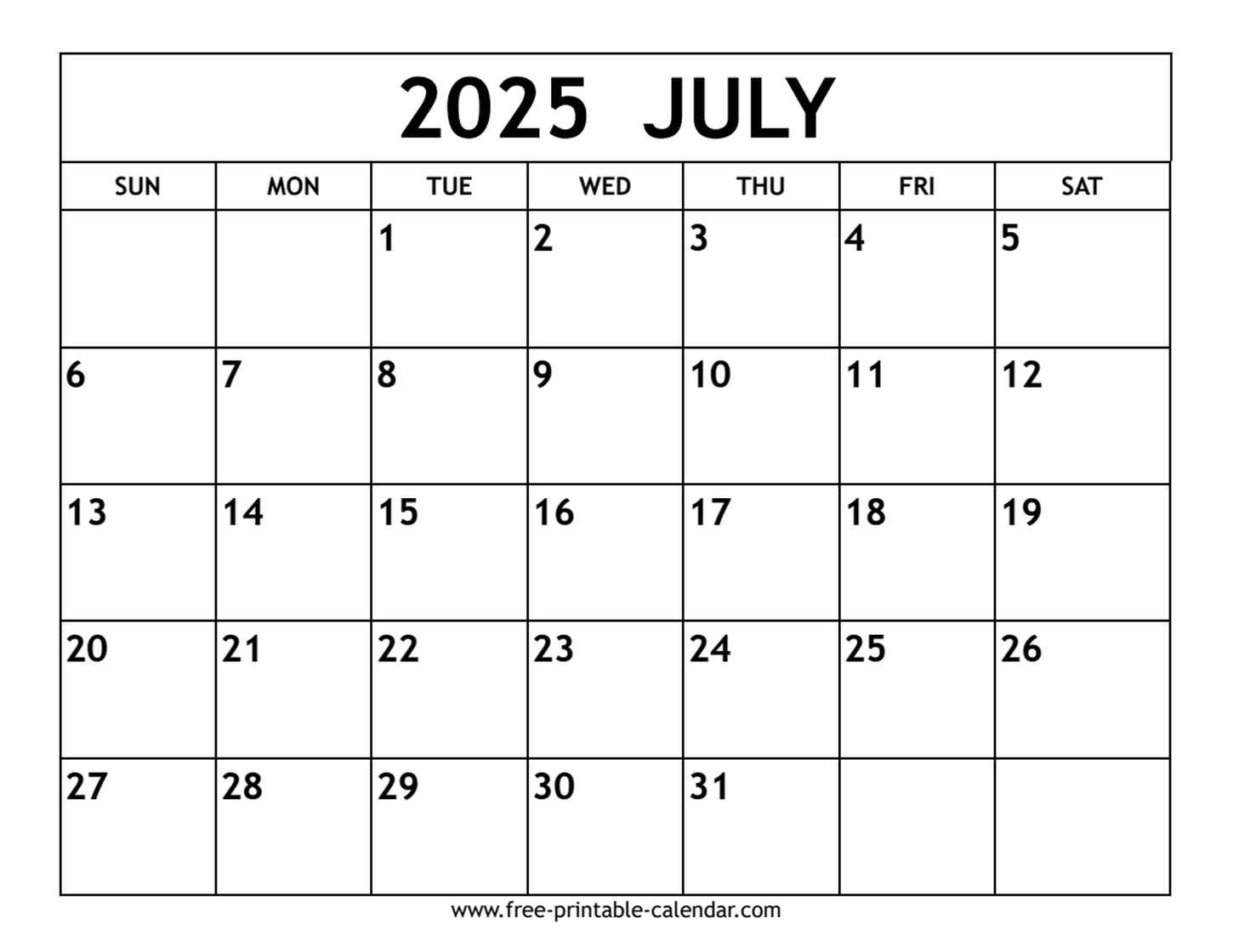 July 2025 Calendar for July Calendar 2025 Canada