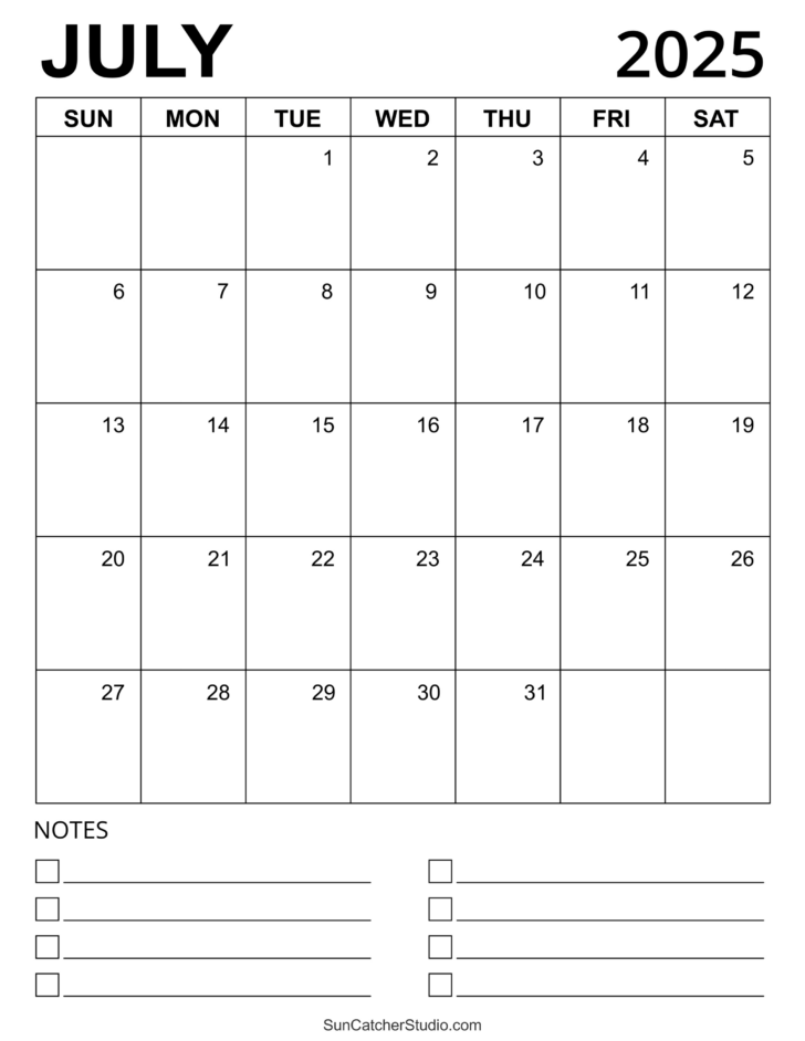 3 Month Vertical Calendar Printable July 2025