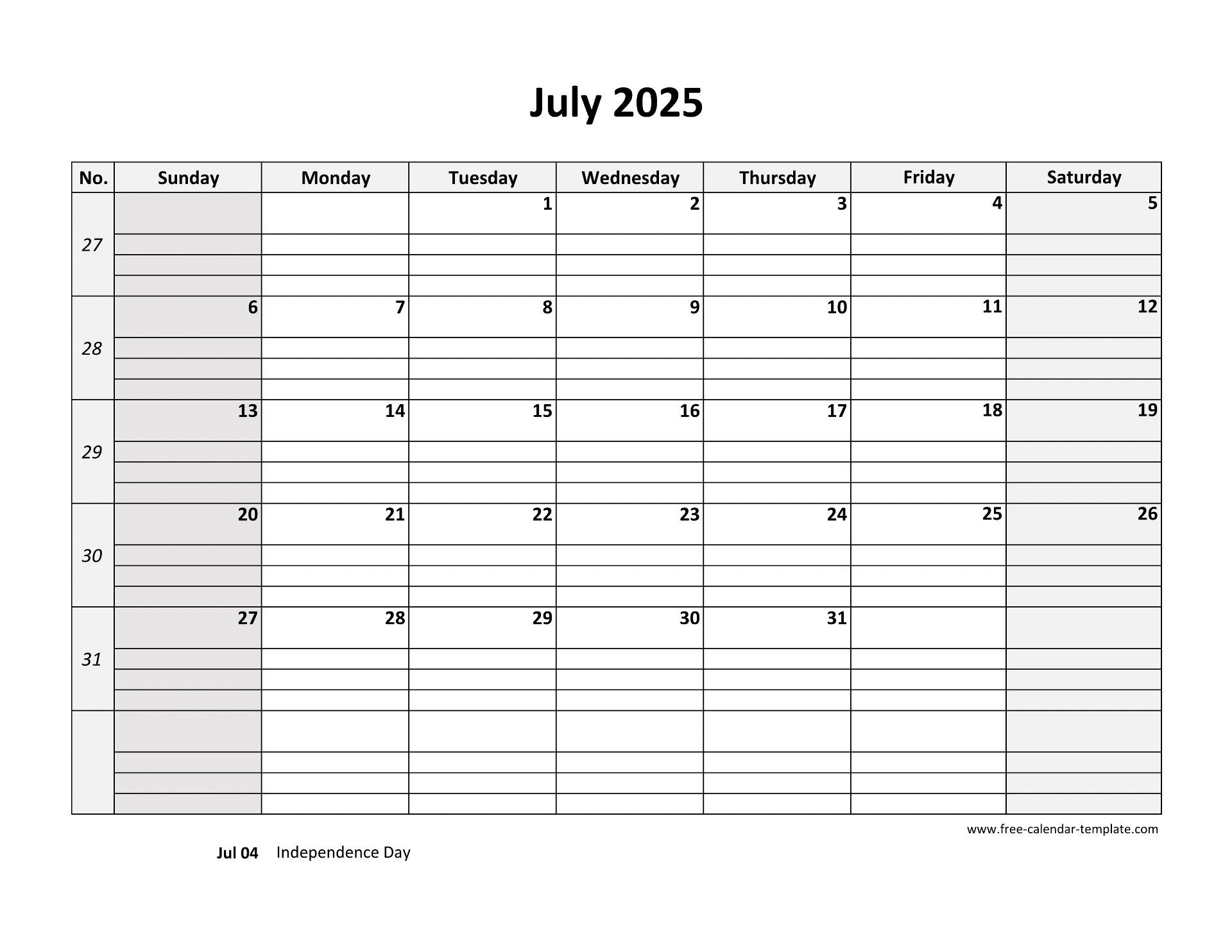 July 2025 Calendar Free Printable With Grid Lines Designed in July 2025 Calendar With Lines
