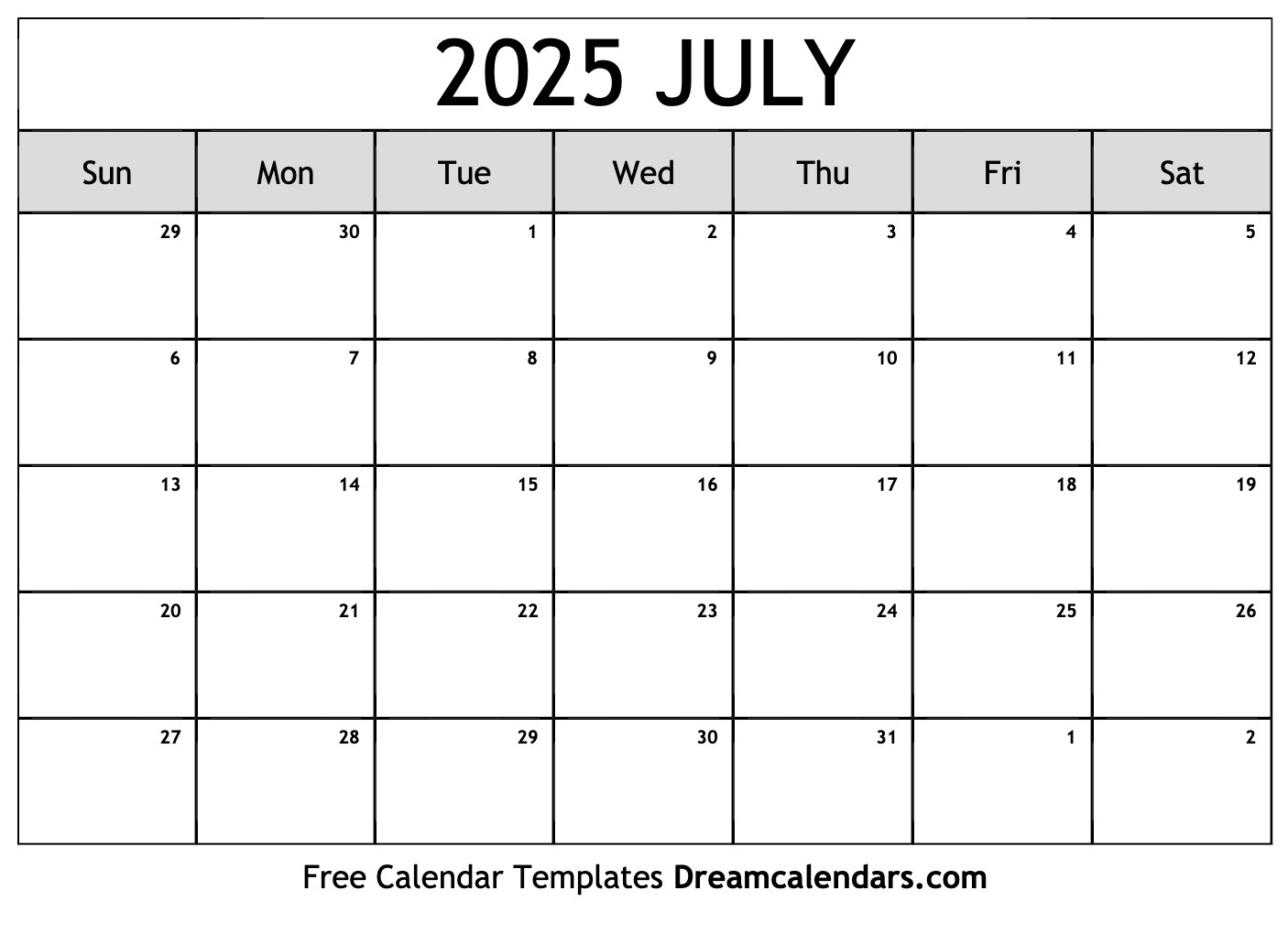July 2025 Calendar - Free Printable With Holidays And Observances intended for July 1 2025 Calendar