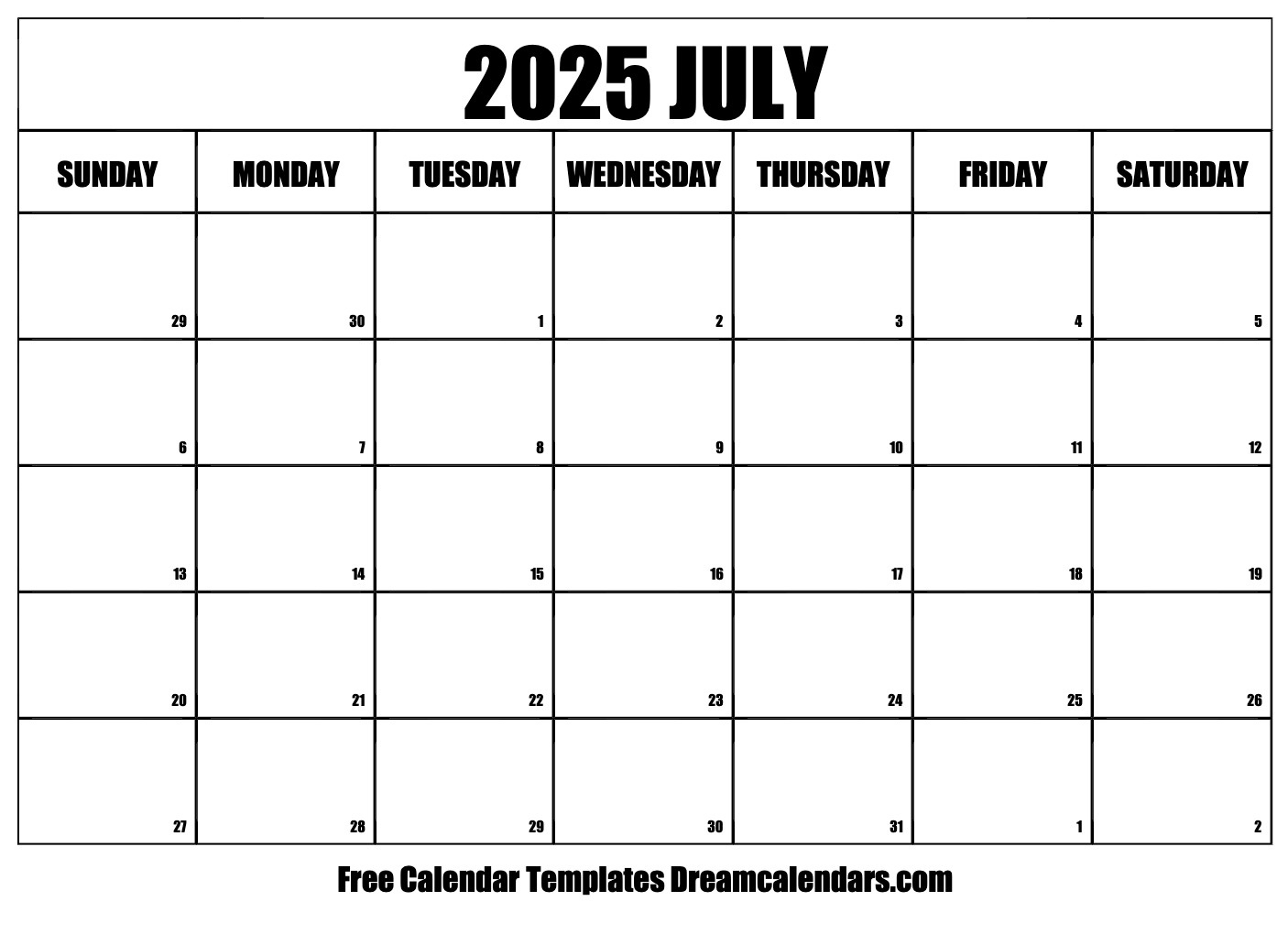 July 2025 Calendar - Free Printable With Holidays And Observances with regard to July 18 2025 Calendar