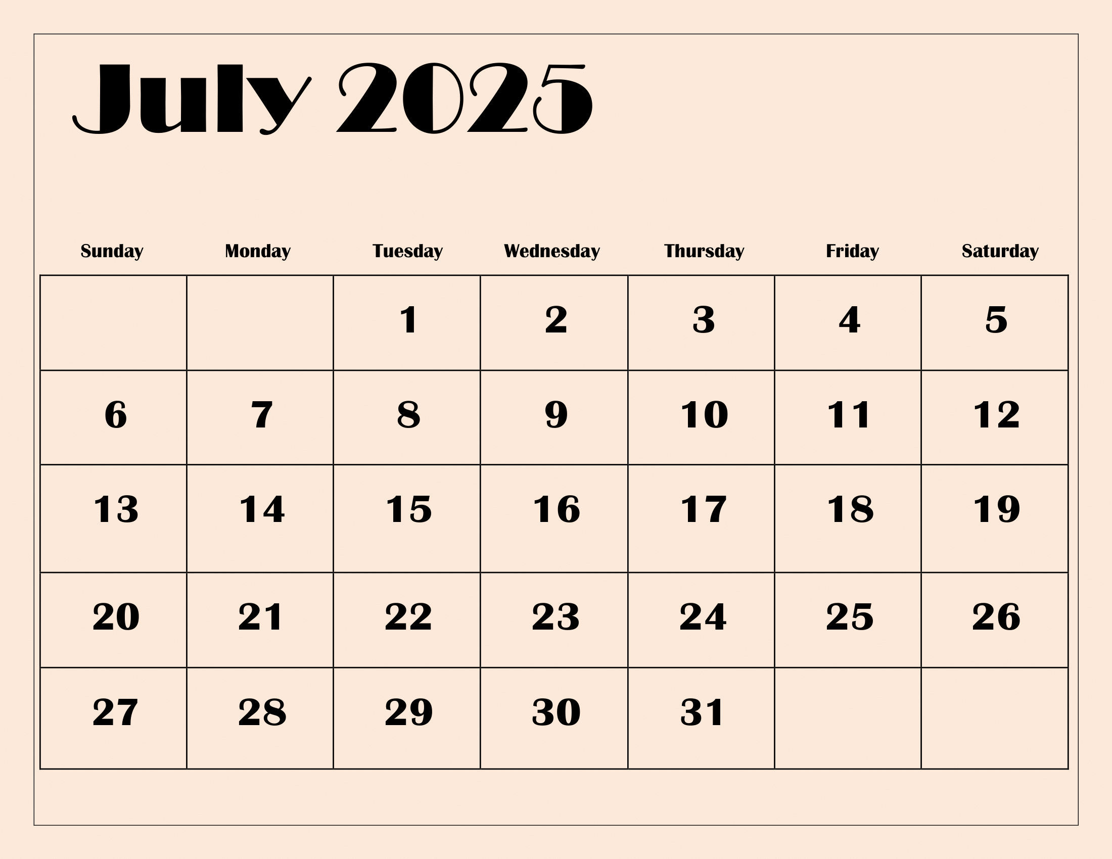July 2025 Calendar Printable Pdf Template With Holidays for 2025 Calendar Year July