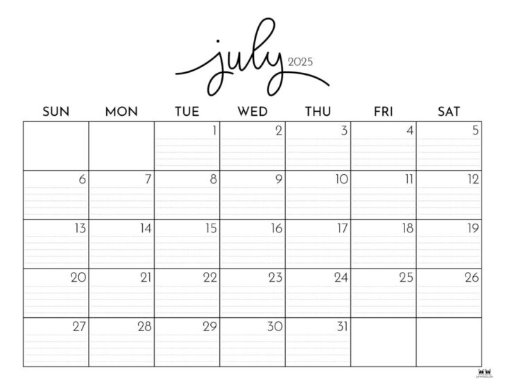 July 2025 Printable Calender