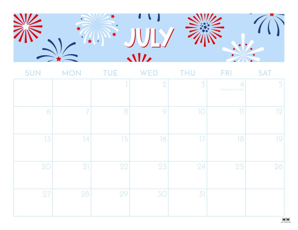 July 2025 Calendars - 107 Free Printables | Printabulls intended for July 2025 Calendar Cute Printable