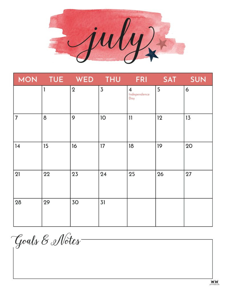 July 2025 Calendars - 107 Free Printables | Printabulls pertaining to July 2025 Calendar Printable Portrait