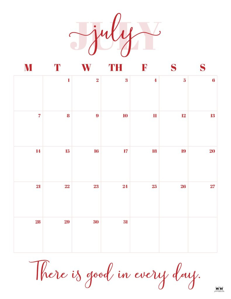 July 2025 Calendars - 107 Free Printables | Printabulls within Printabulls July Calendar 2025