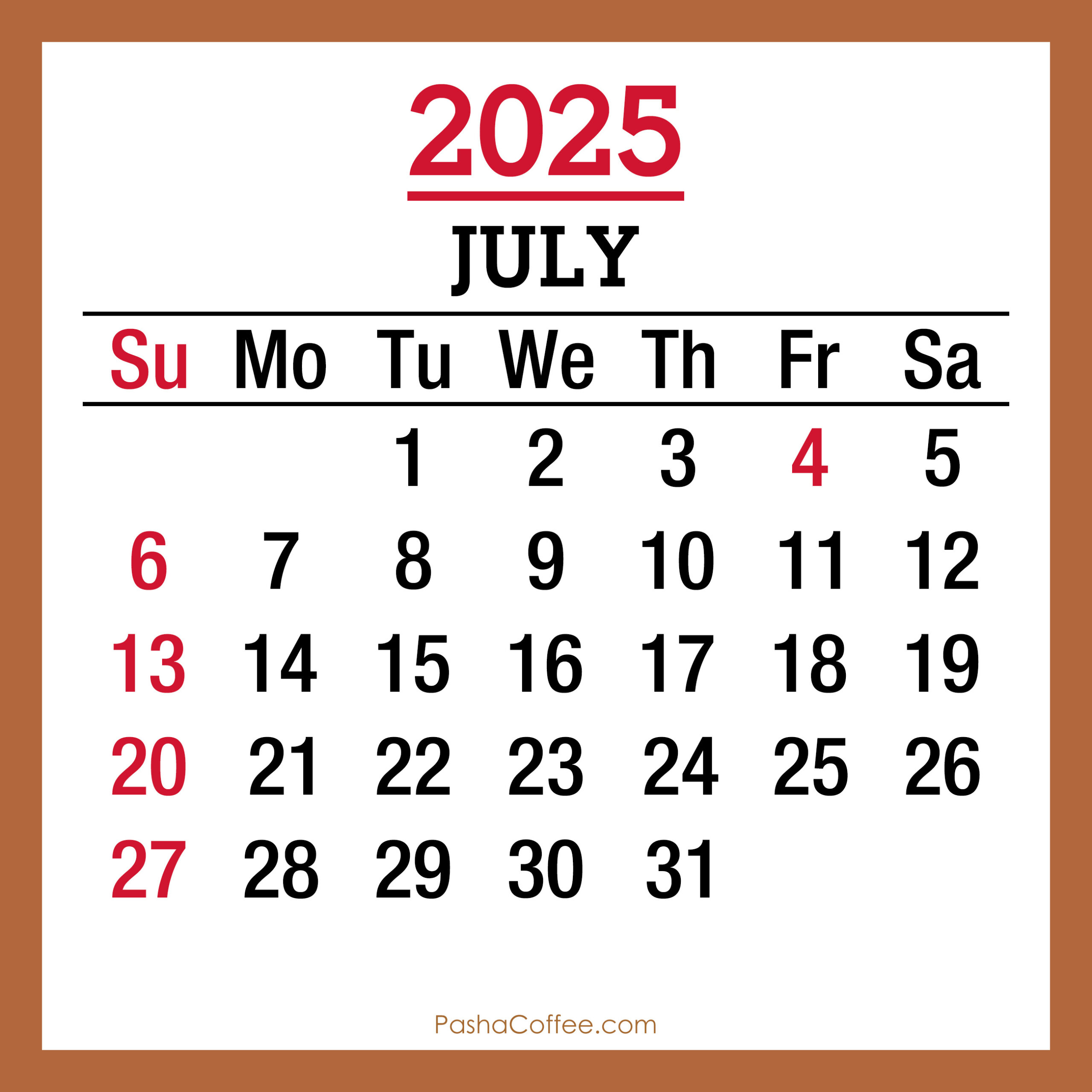 July 2025 Monthly Calendar With Holidays, Printable Free, Beige with regard to July Calendar 2025 Holidays
