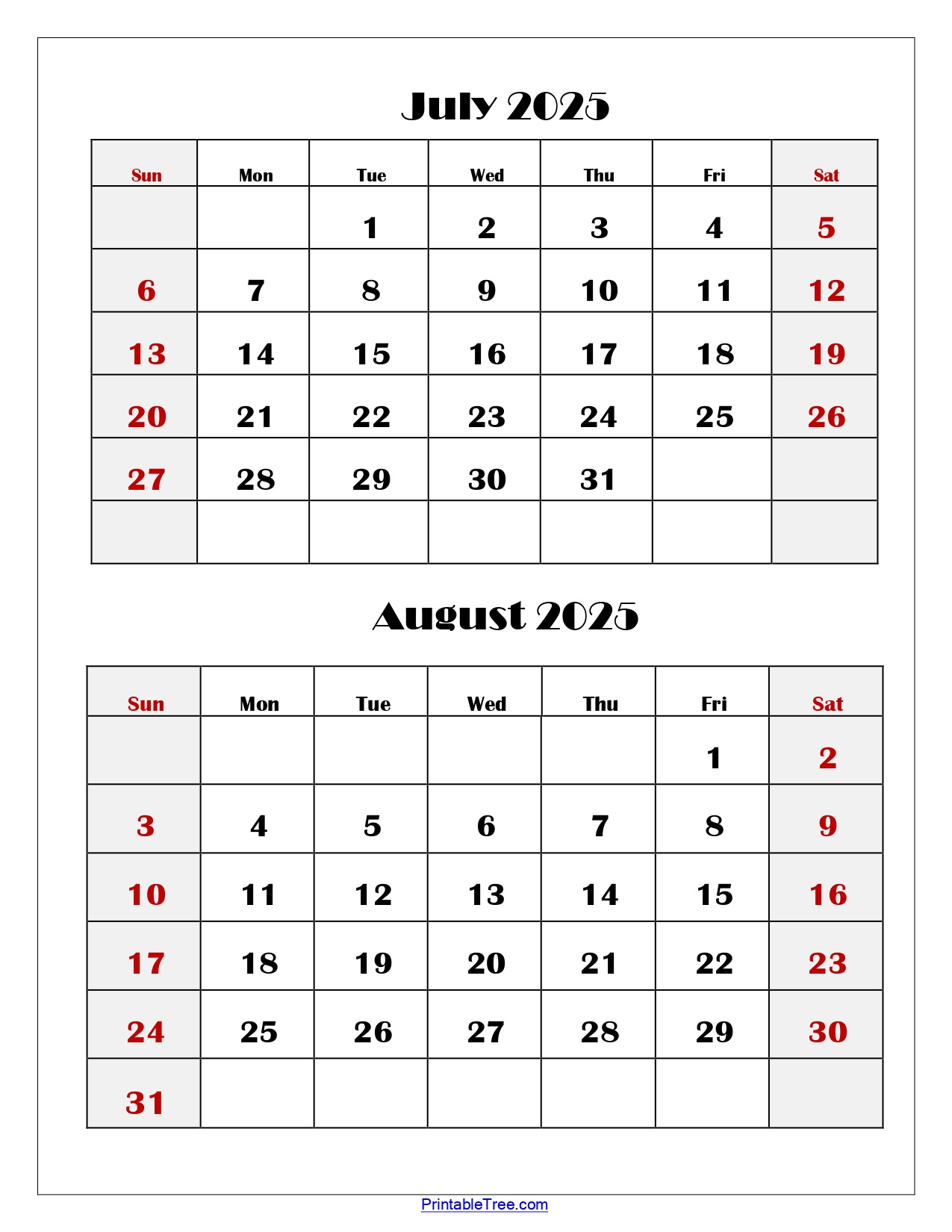 July And August 2025 Calendar Printable Pdf | Two Months Calendar with Calendar Of July And August 2025