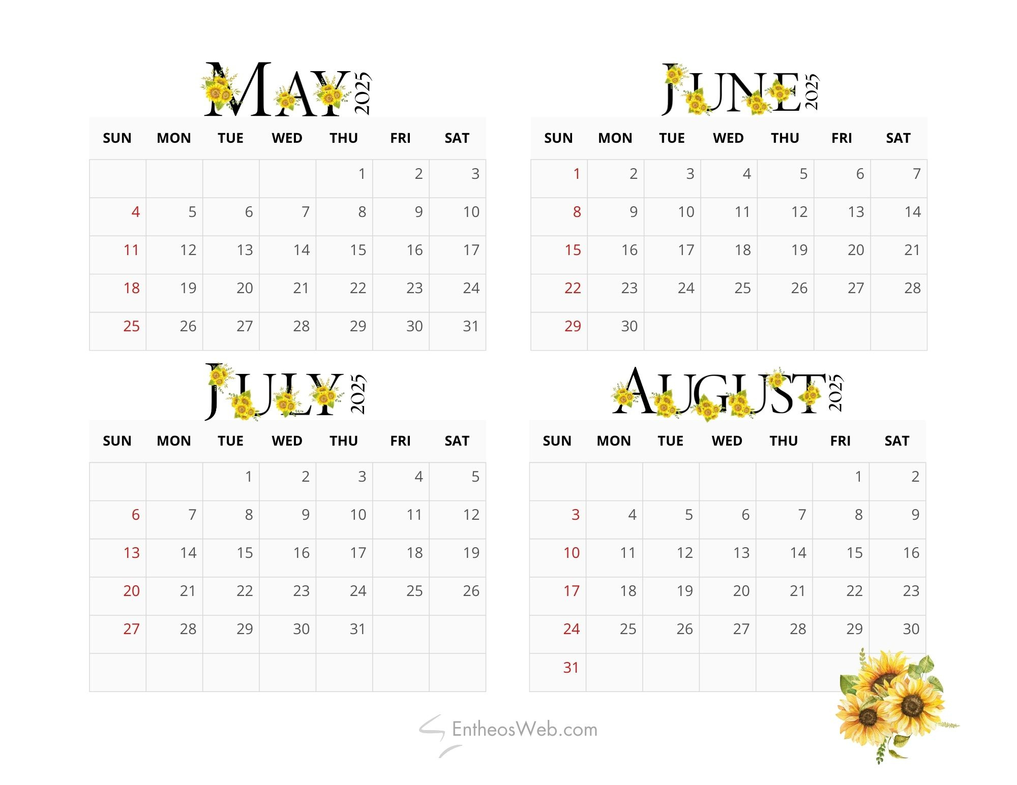 May, June, July, August – 4 Month Calendar | Entheosweb in 4 Month Calendar May June July August 2025