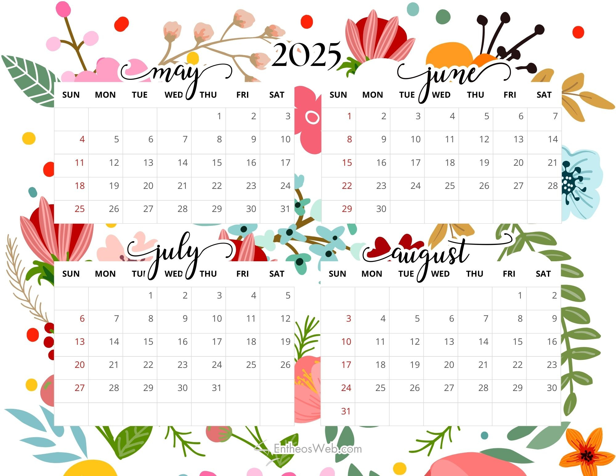 May, June, July, August – 4 Month Calendar | Entheosweb regarding 4 Month Calendar May June July August 2025