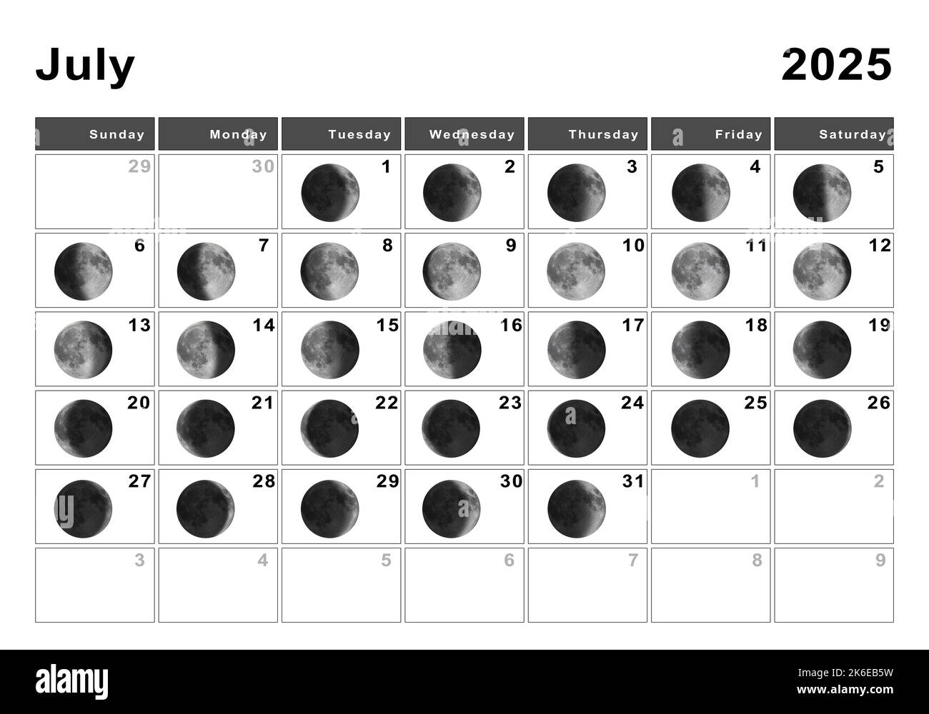 Moon Calendar 2025 Cut Out Stock Images &amp;amp; Pictures - Alamy regarding Lunar Calendar July 2025