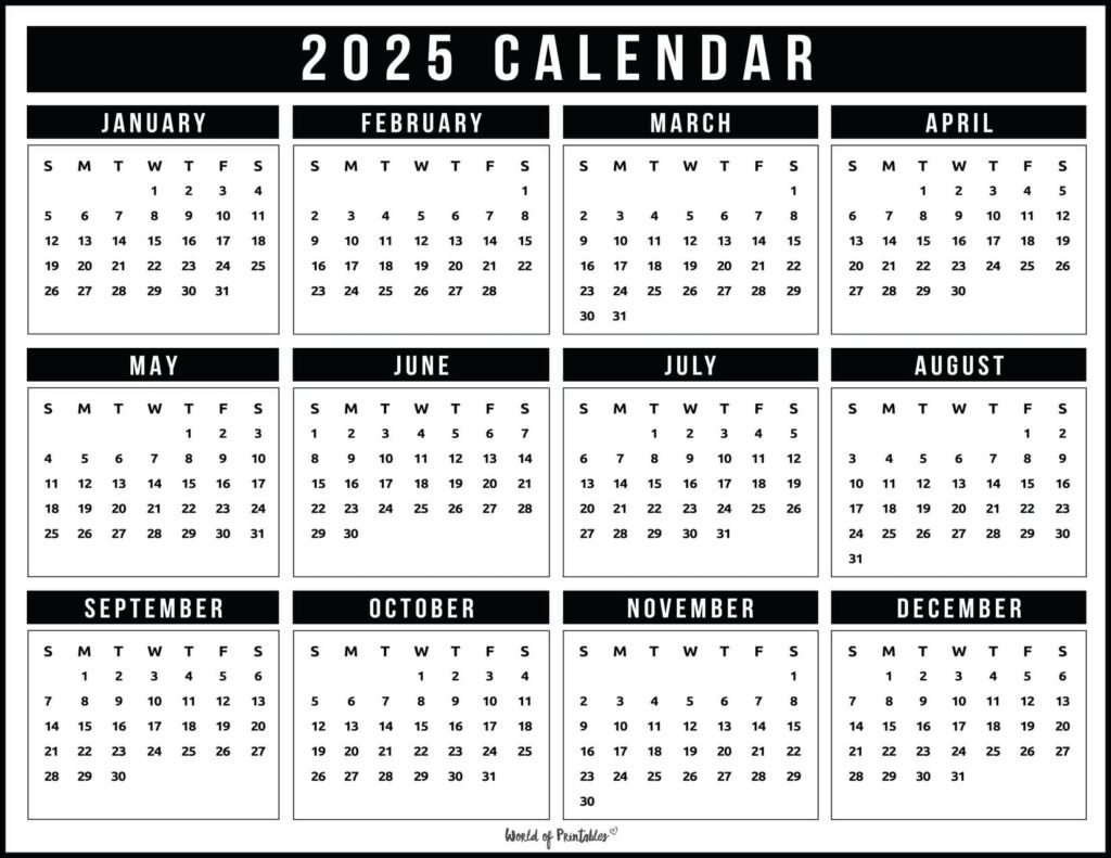 2025 Year Calendars - 70 Best Printables - World Of Printables pertaining to World of Printables August 2025 Calendar