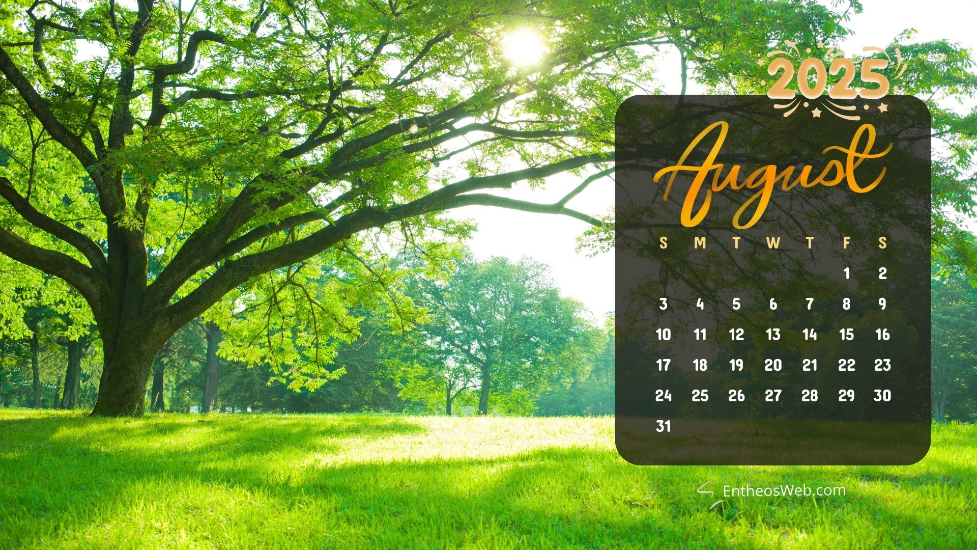 August 2025 Calendar Desktop Wallpapers &amp;amp; Screensavers | Entheosweb inside August 2025 Calendar Desktop Background