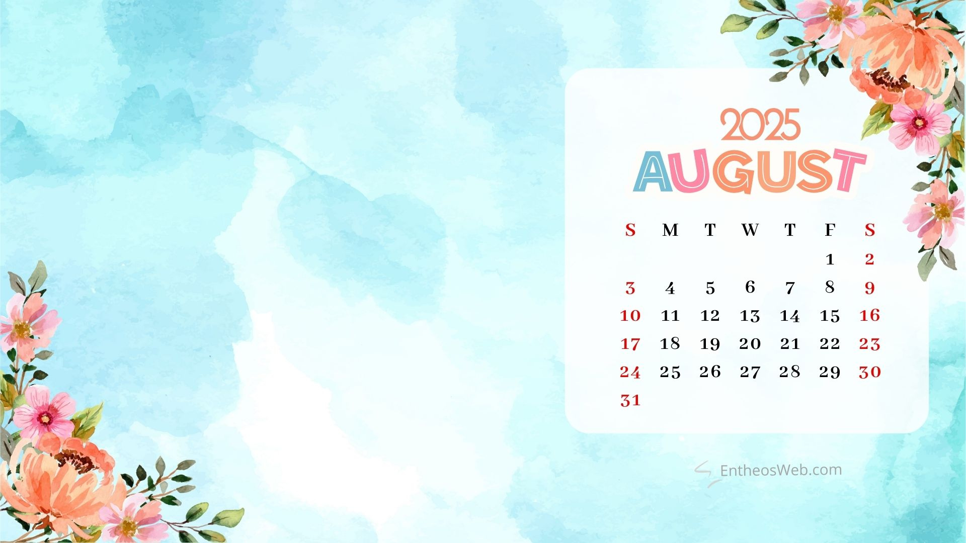 August 2025 Calendar Desktop Wallpapers &amp;amp; Screensavers | Entheosweb within August 2025 Desktop Calendar