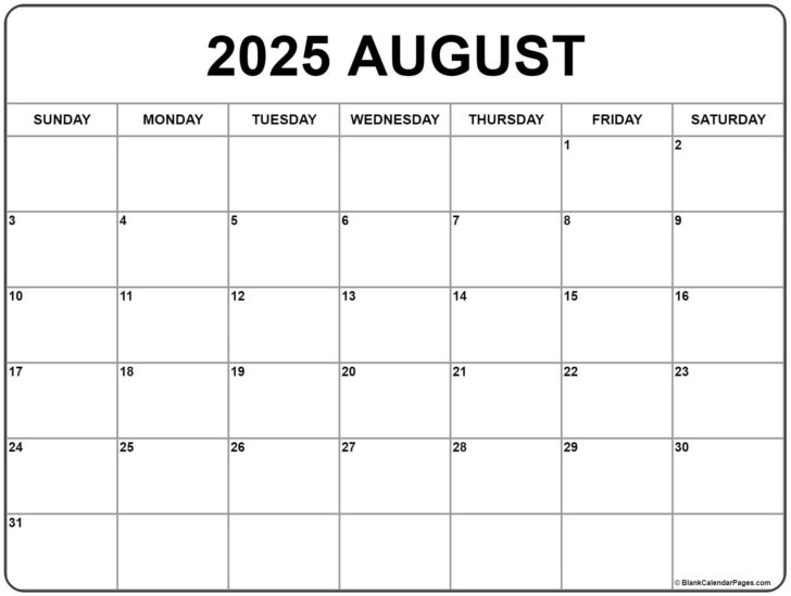 A Calendar of August 2025