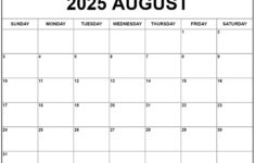 August 2025 Calendar | Free Printable Calendars pertaining to The Calendar For August 2025