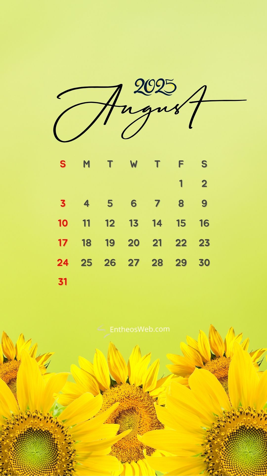 August 2025 Calendar Phone Wallpapers | Entheosweb throughout August 2025 Wallpaper Calendar