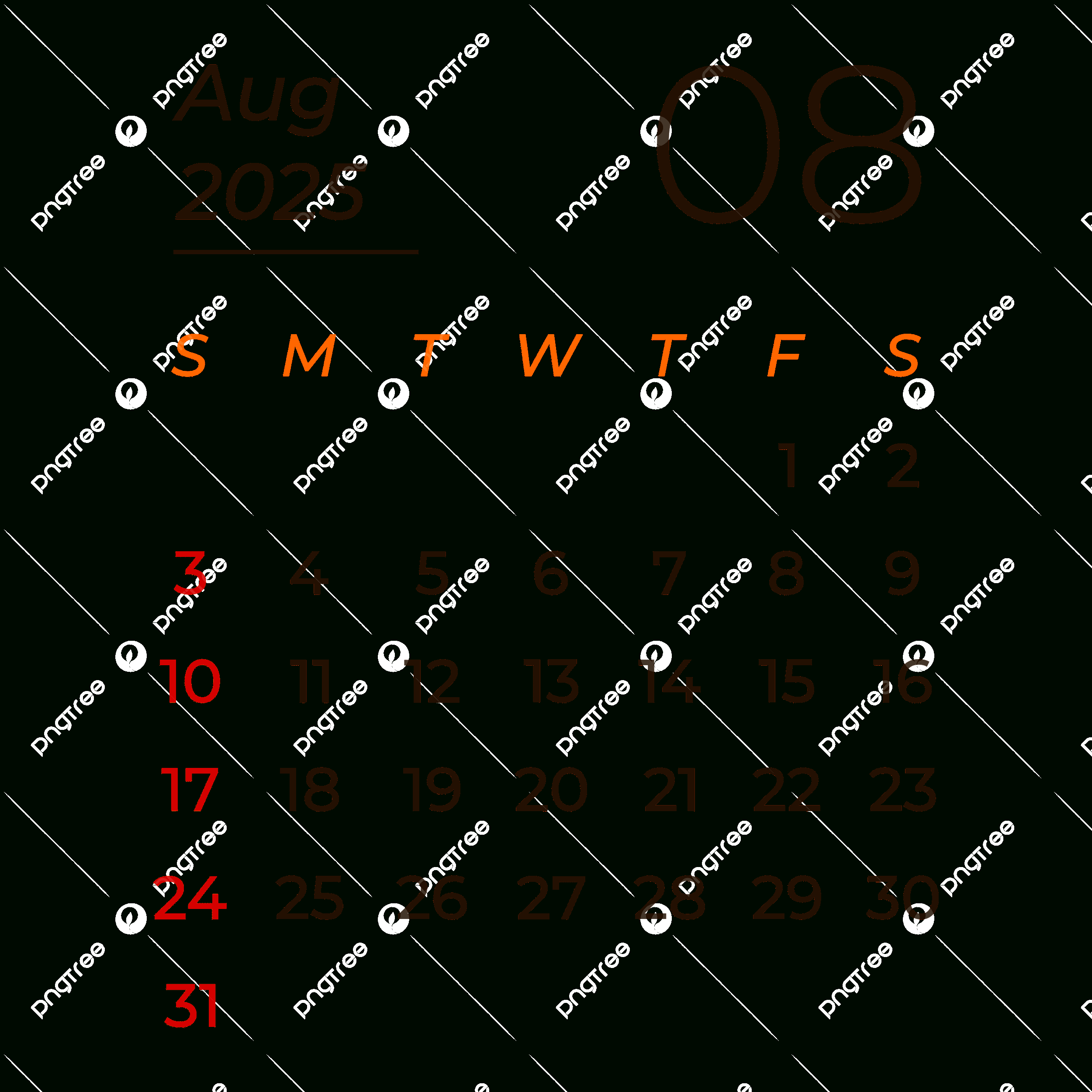 August 2025 Calendar Png Transparent Images Free Download | Vector intended for August 2025 Calendar Png