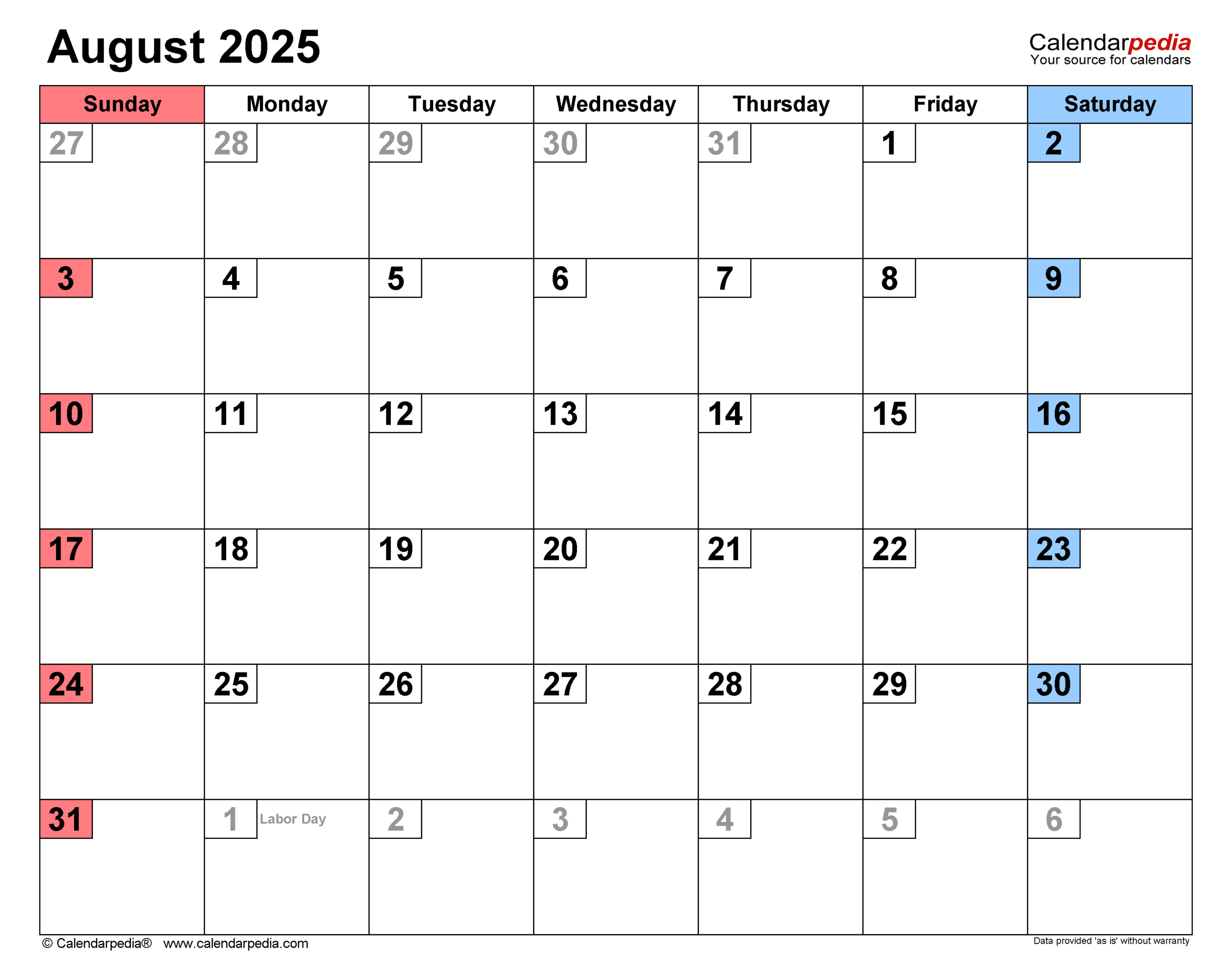 August 2025 Calendar | Templates For Pdf, Excel And Word in Show August 2025 Calendar