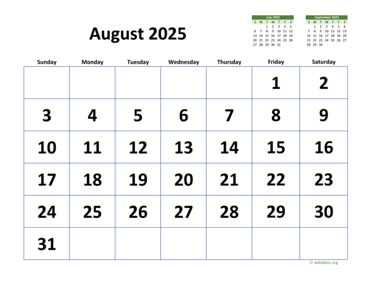 August 4 2025 Calendar