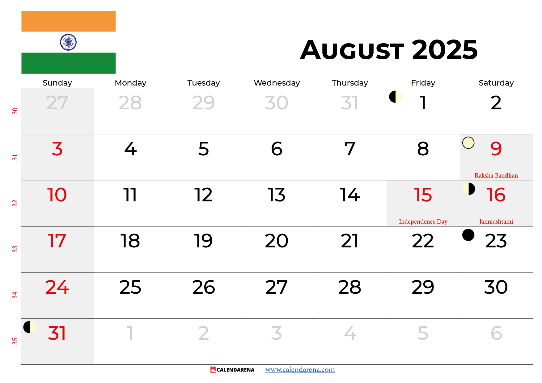 August 2025 Calendar With Holidays India regarding August 2025 Calendar Holidays