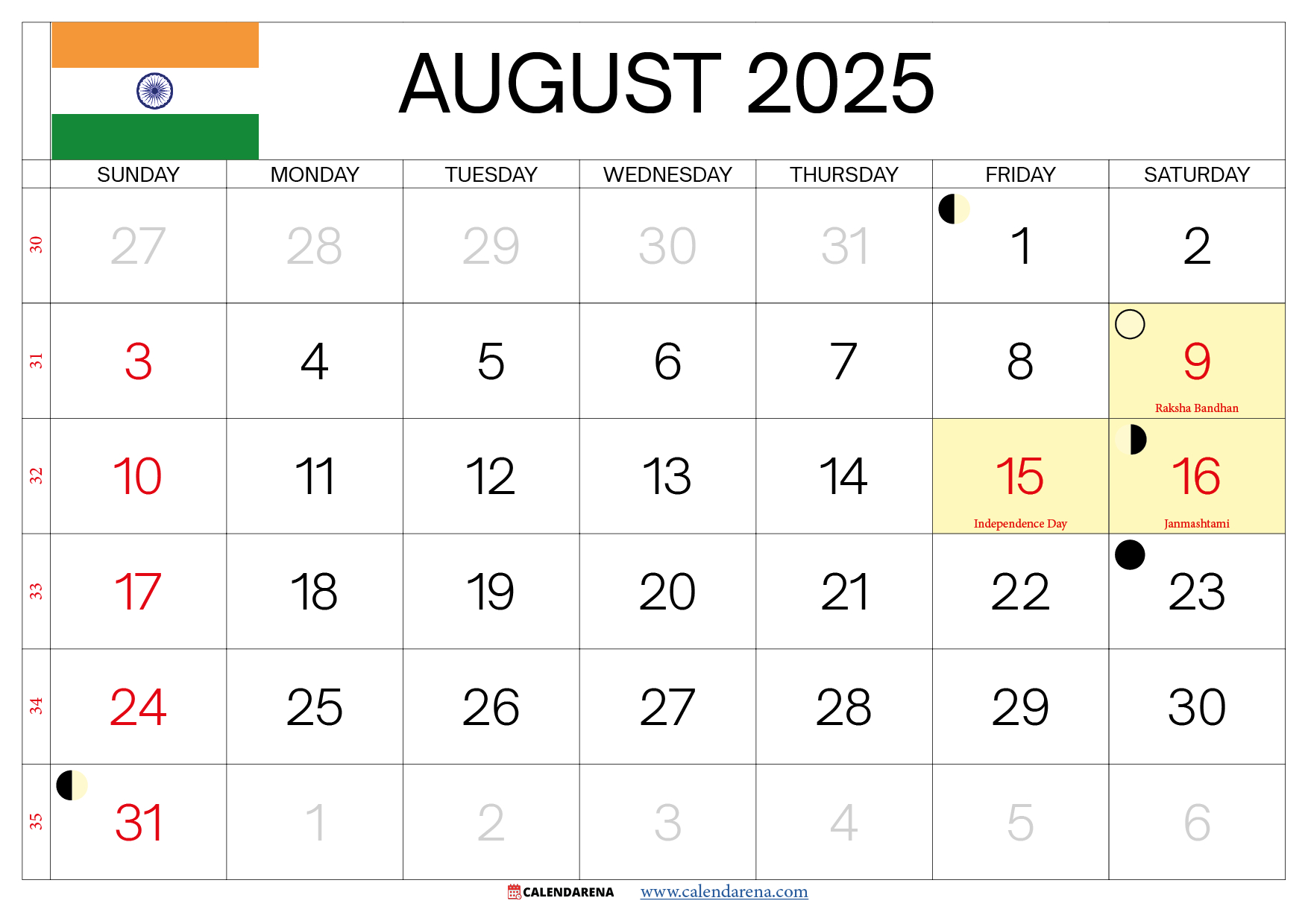 August 2025 Calendar With Holidays India throughout Show Calendar For August 2025