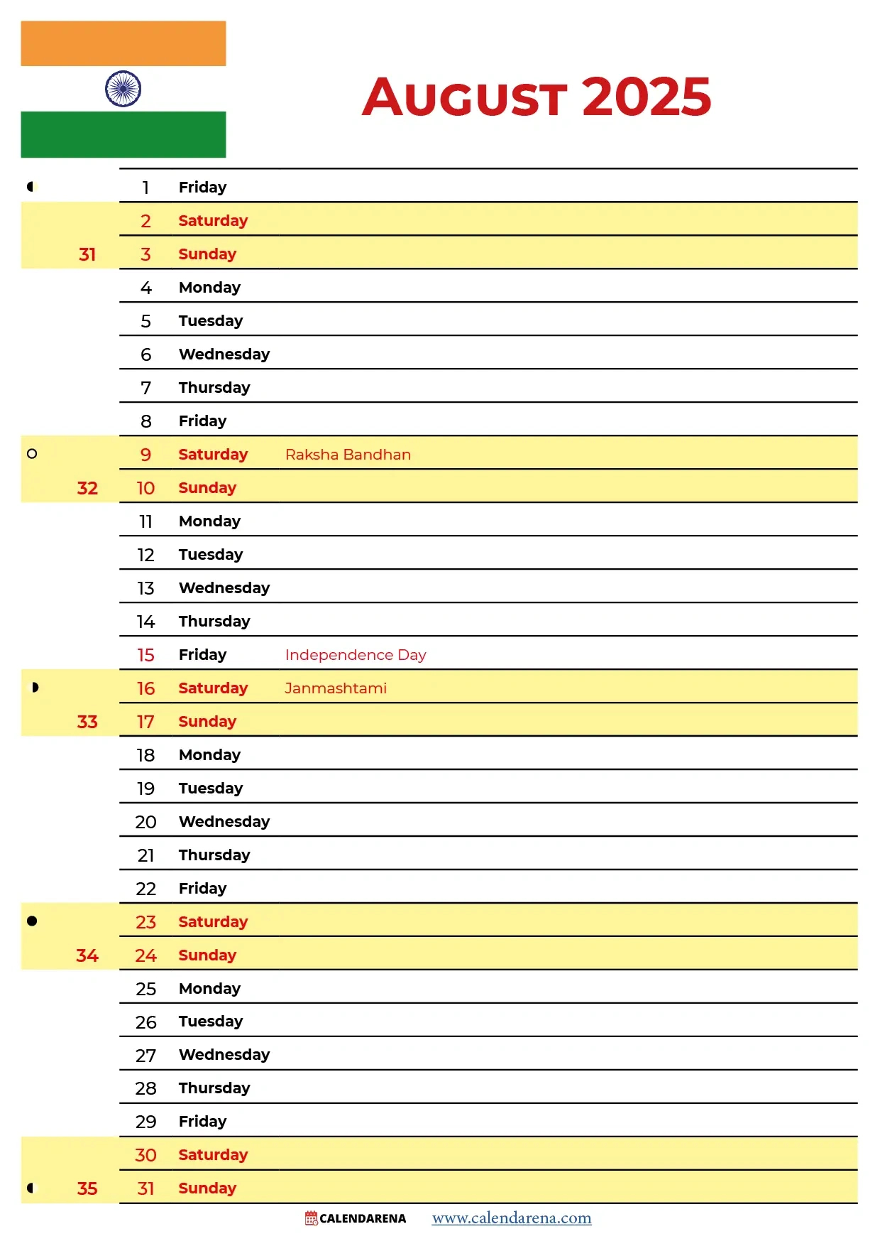 August 2025 Calendar With Holidays India with regard to August 2025 Calendar with Holidays India