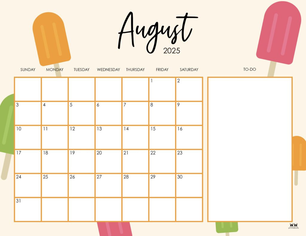 August 2025 Calendars - 107 Free Printables | Printabulls for Cute Printable August Calendar 2025