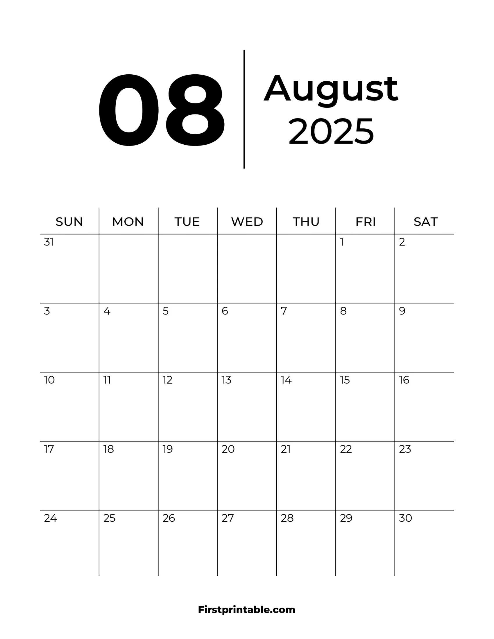August 2025 Calendars - Free Printable &amp;amp; Fillable intended for August 1st 2025 Calendar
