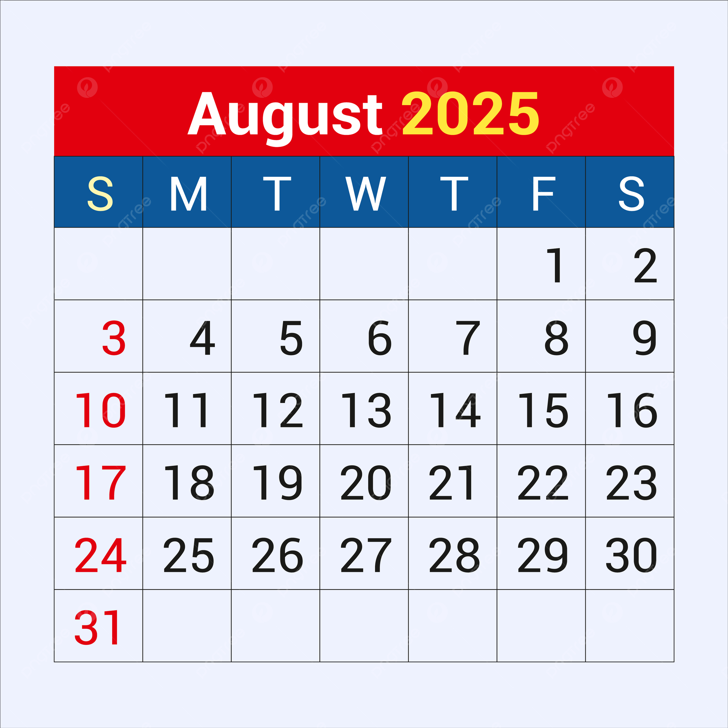 August Calendar 2025 Vector Template Download On Pngtree in August 25 2025 Calendar