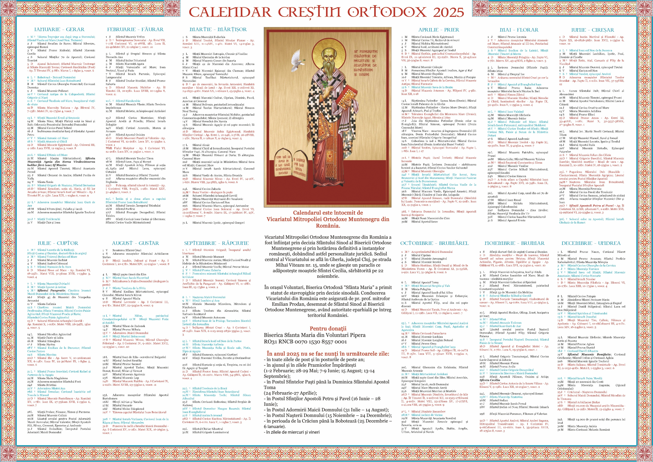 Calendar 2025 - Istoria Bisericii Ortodoxe Muntenegrene pertaining to Calendar Ortodox 2025 August