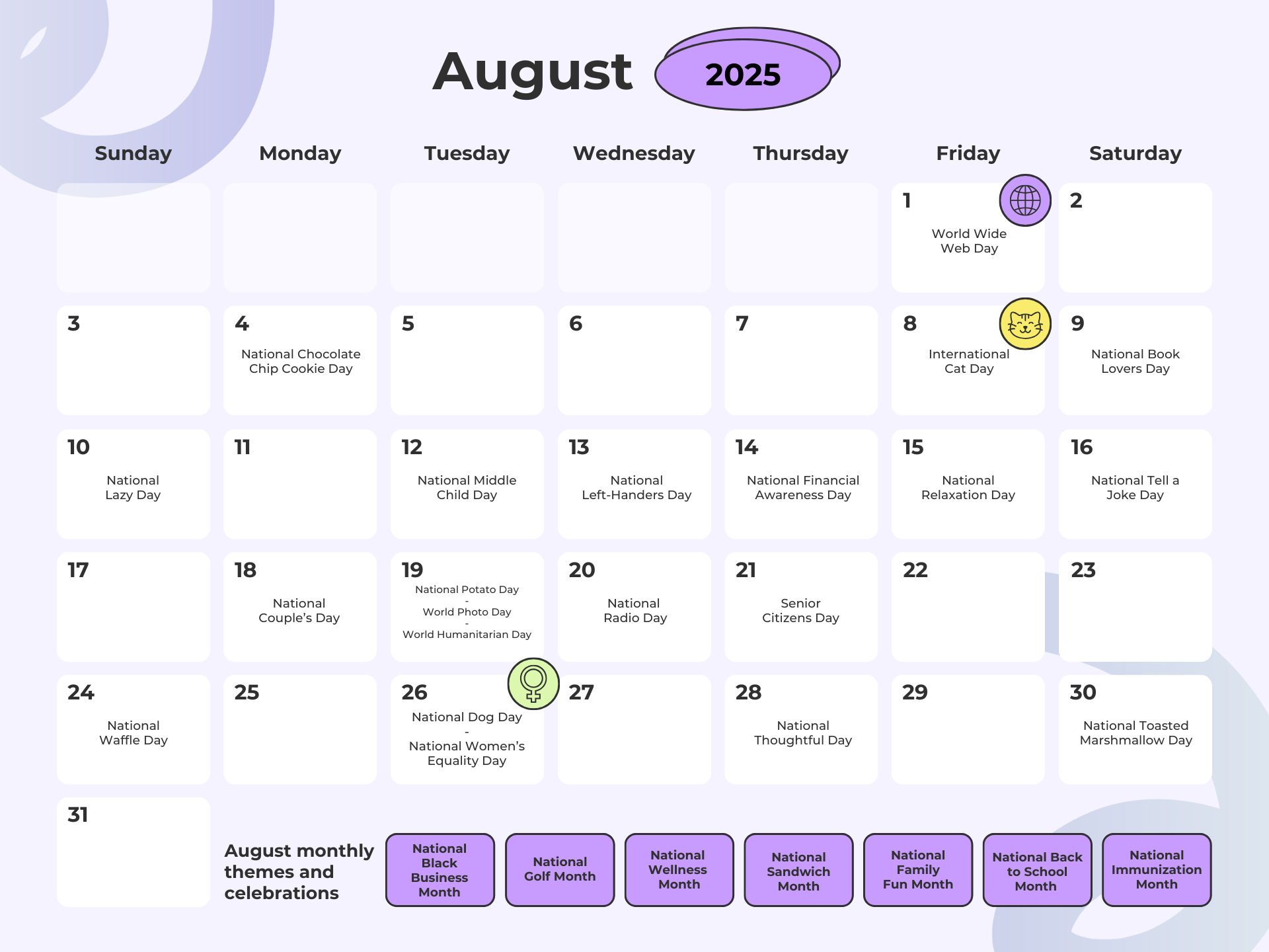 Complete 2025 Social Media Holidays Calendar [250+ Dates] with August 2025 Social Media Calender