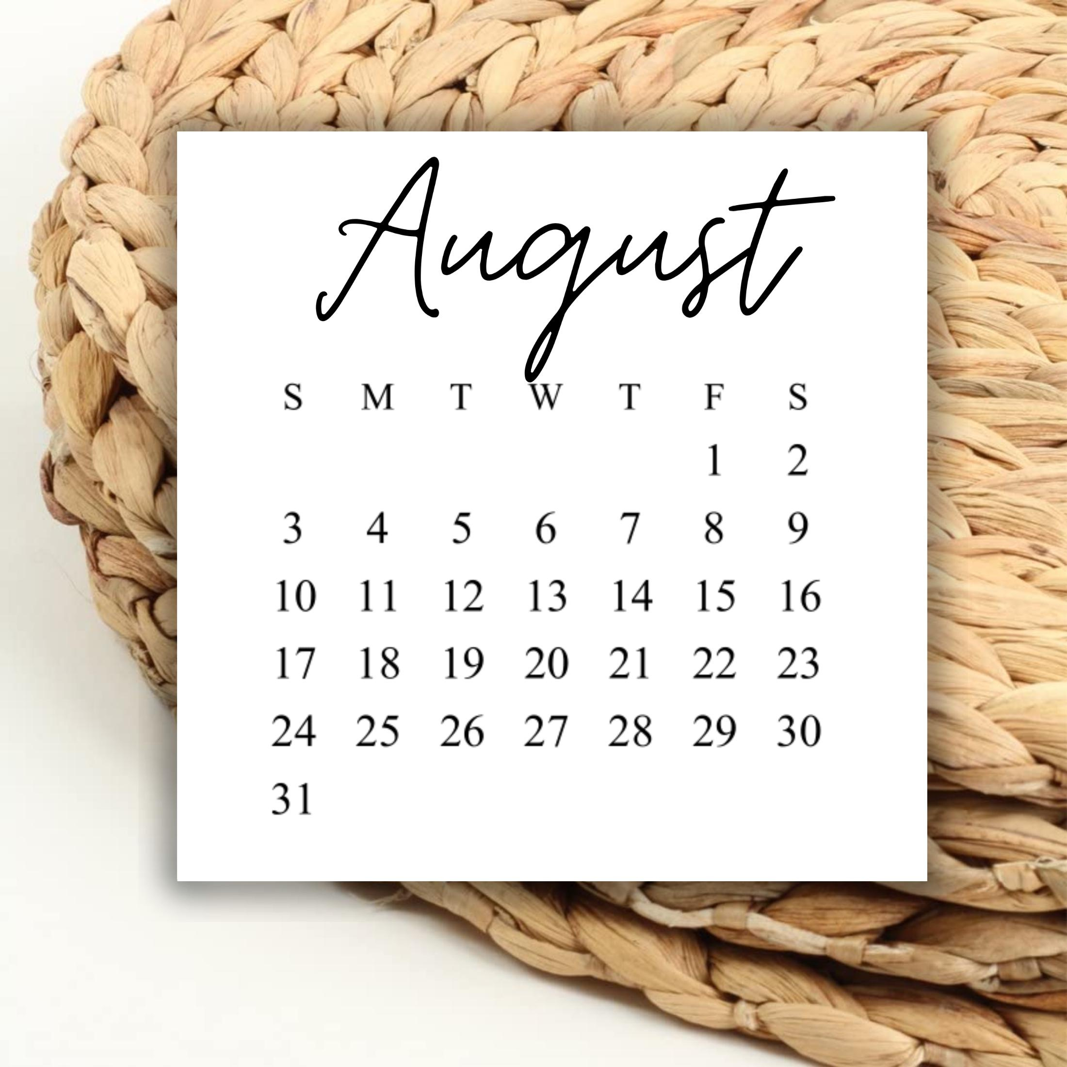 Digital 2025 August Square Calendar Printable Digital Download For intended for August 2025 Calendar Save the Date