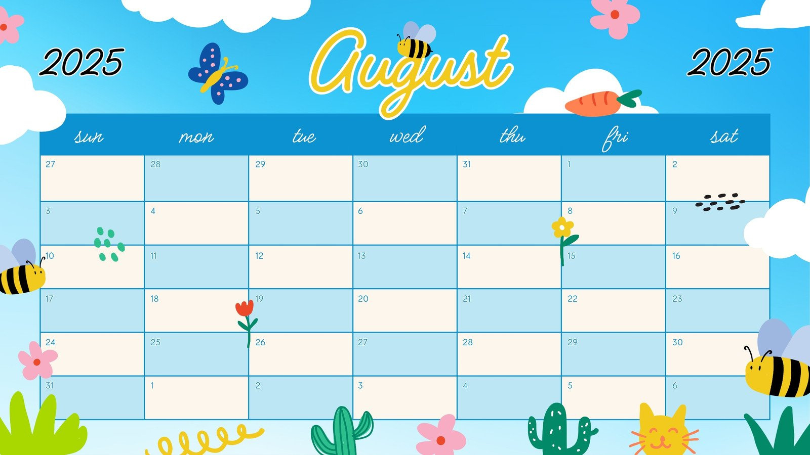 Free Printable August 2025 Calendar Templates | Canva regarding General Blue August 2025 Calendar