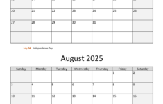 July And August 2025 Calendar | Wikidates with July August Calendar 2025 Printable