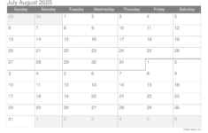 July And August 2025 Printable Calendar with regard to 2025 June July August 2025 Calendar