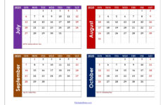 July To October 2025 Calendar Printable Pdf | Four Months Calendar inside August To October 2025 Calendar Printable