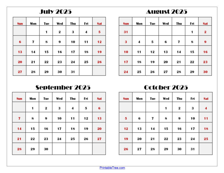 Printable Calendar August September October 2025