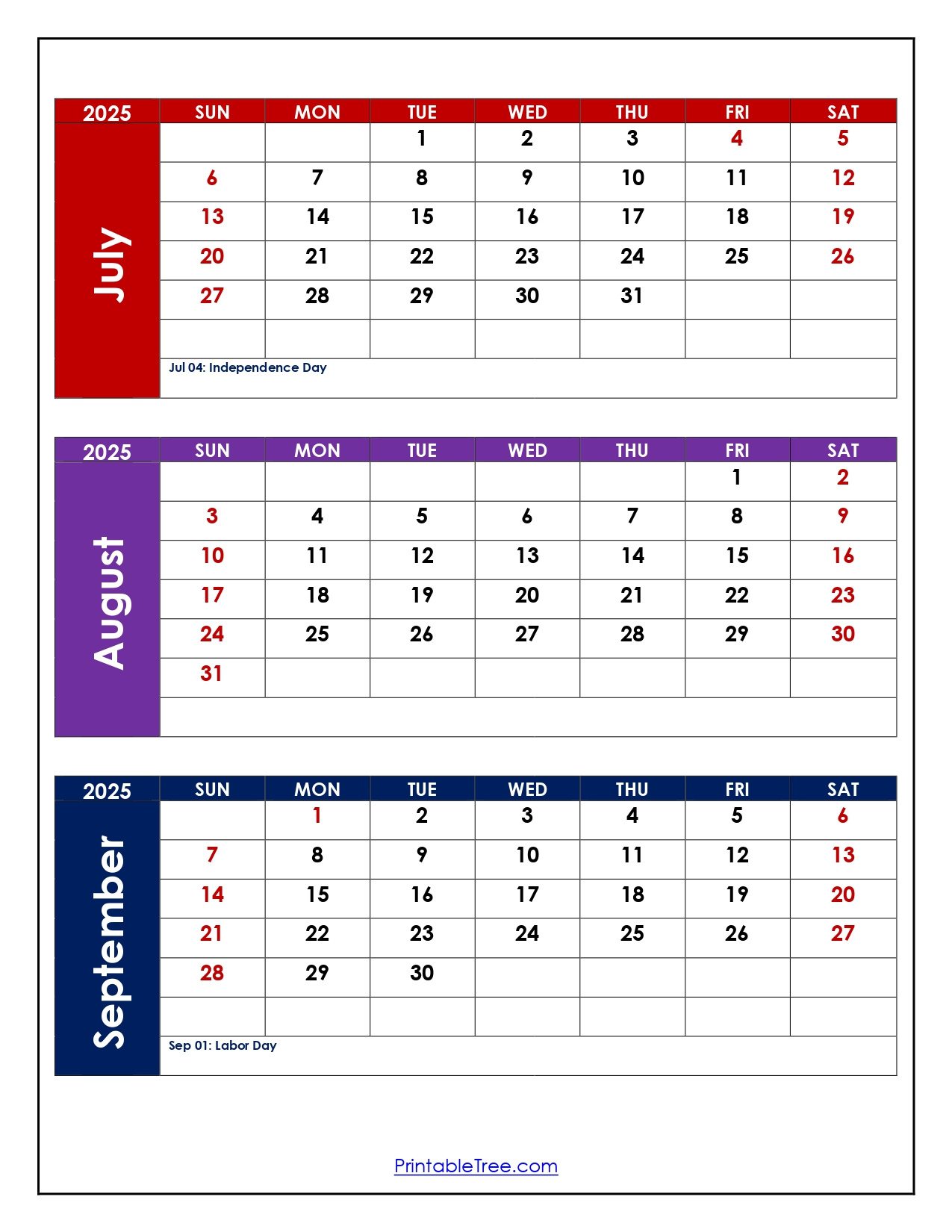 July To September 2025 Calendar Printable Pdf | Three Months Calendar with regard to Calendar July August September 2025
