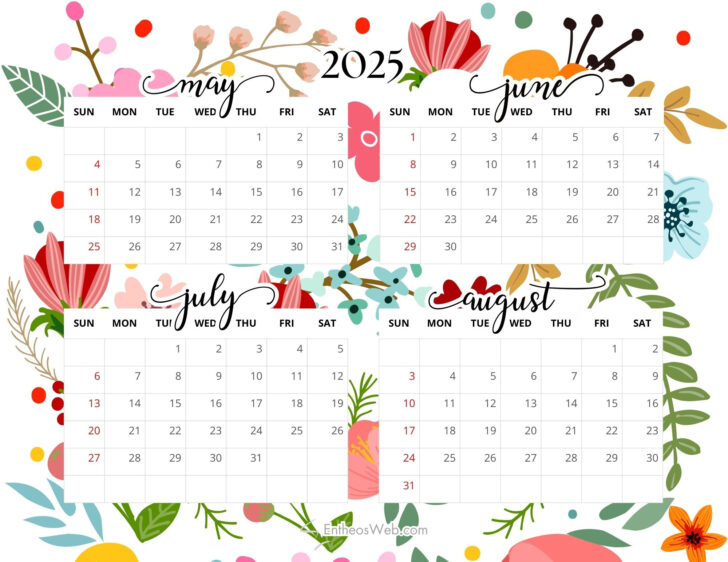 June to August 2025 Calendar