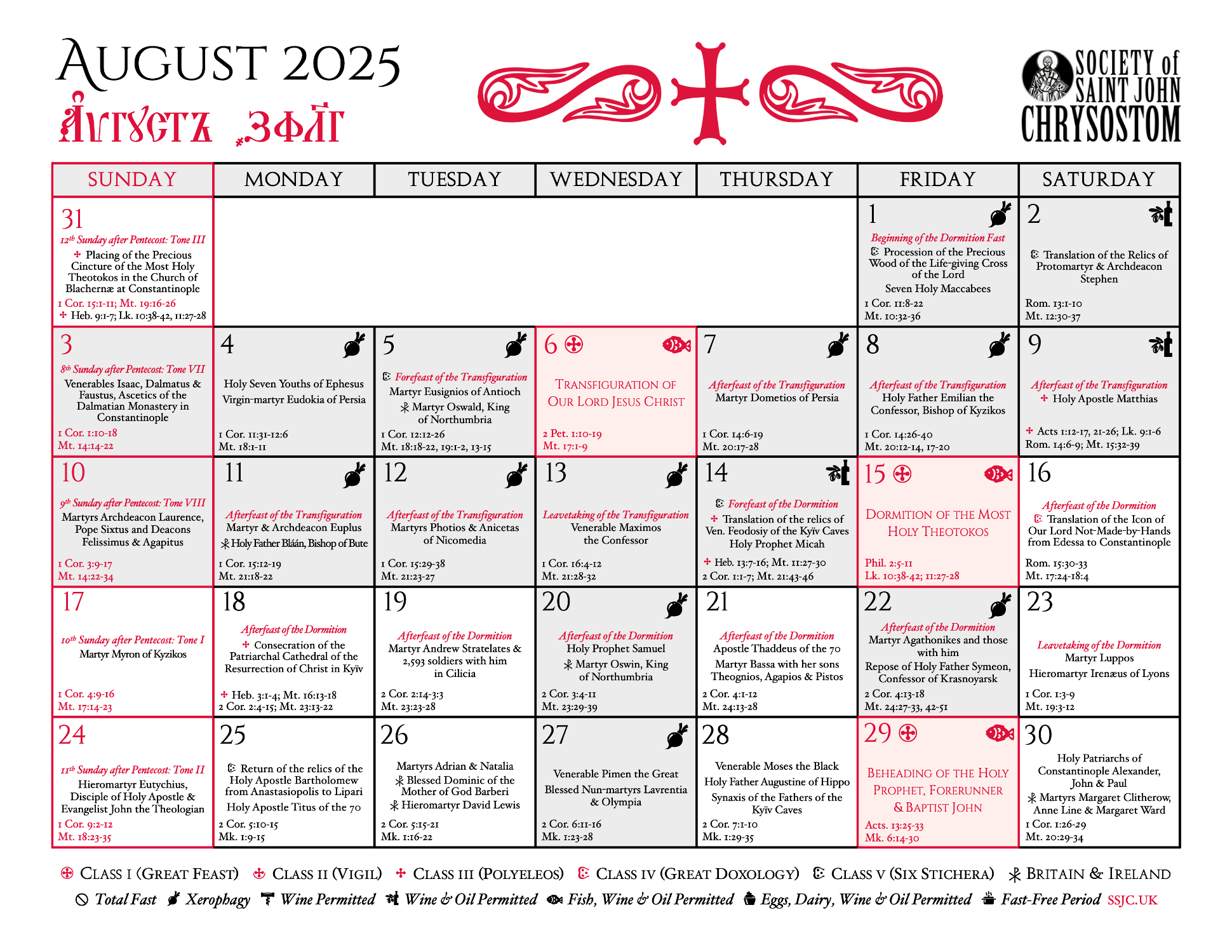 New Liturgical Movement: A New Liturgical Calendar For The with regard to August Saints Calendar 2025