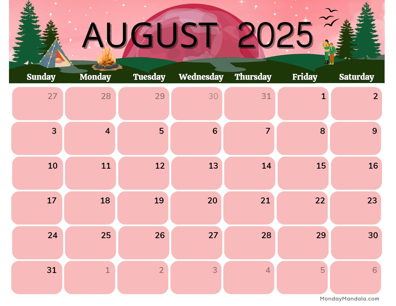 Printable Calendars For 2025 &amp;amp; 2026 (Free Pdfs) with regard to August 2025 Calendar Printable Landscape