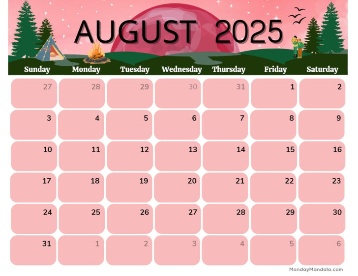 Show Me August 2025 Calendar
