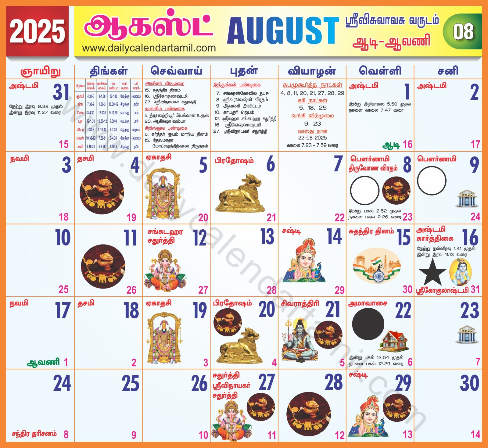 Tamil Calendar August 2025 - Daily Calendar Tamil with regard to Tamil Calendar August 2025