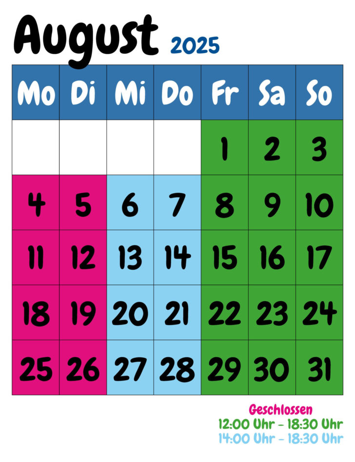 Wiki Calendar August 2025