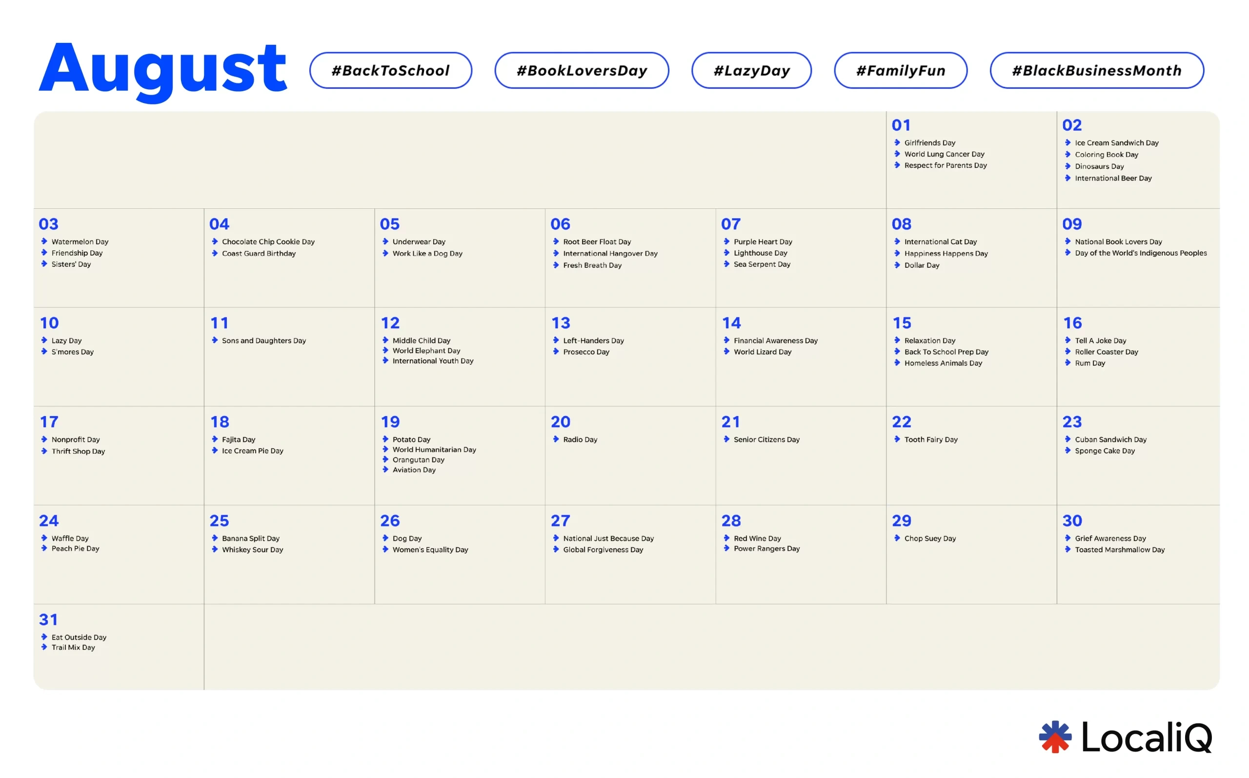 Your Essential 2025 Marketing Calendar Template | Localiq intended for August 2025 Social Media Calender