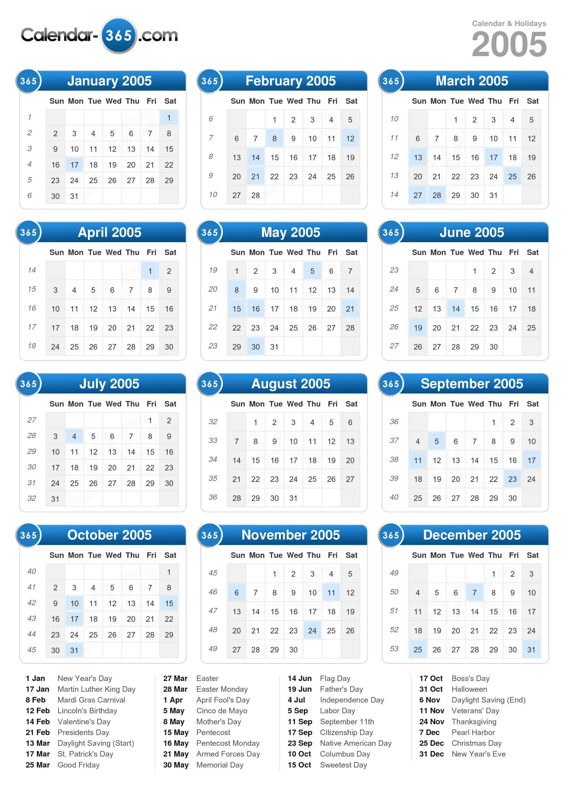 2005 Calendar with regard to Calendar Of 2005 October