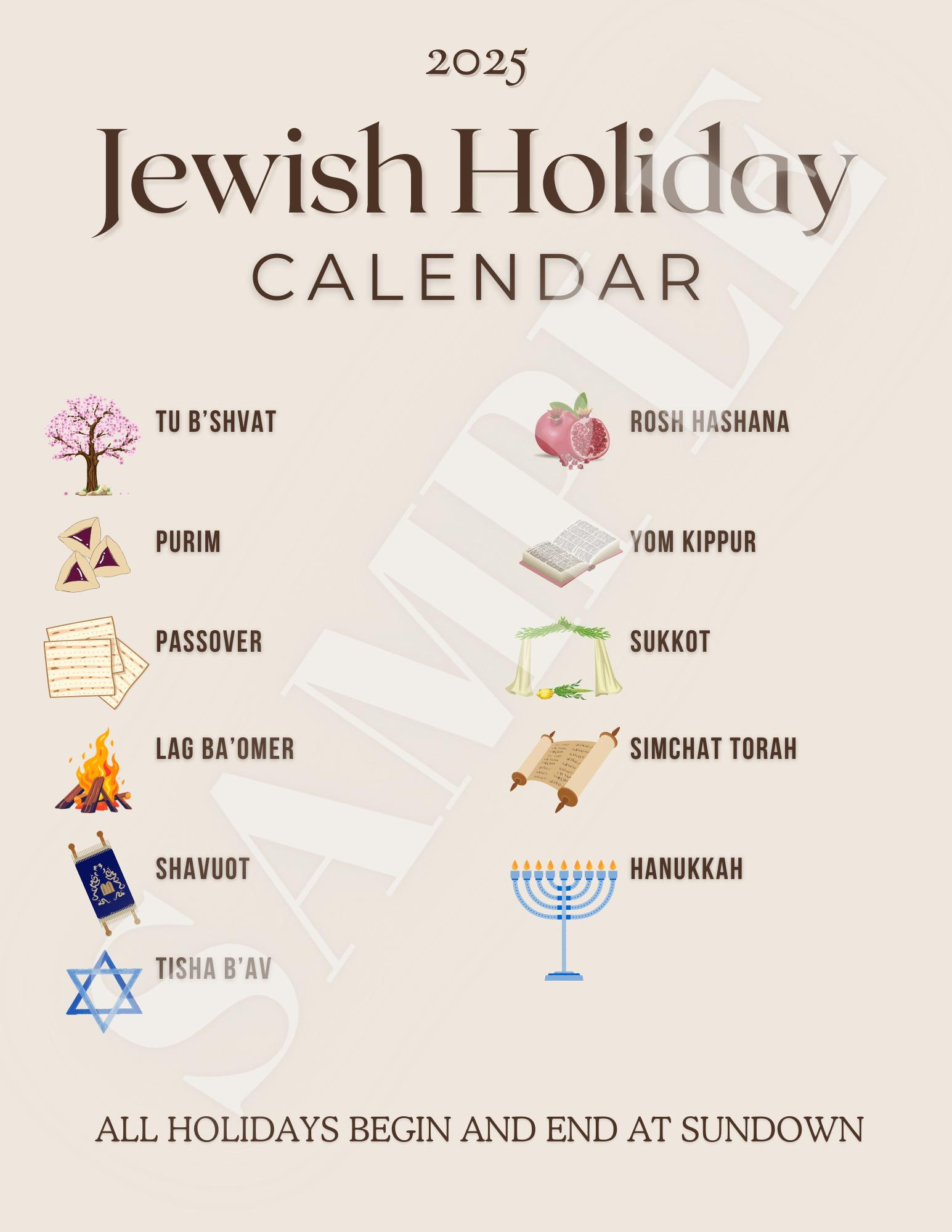 2025 Jewish Holiday Calendar - Etsy with regard to October 2025 Jewish Calendar