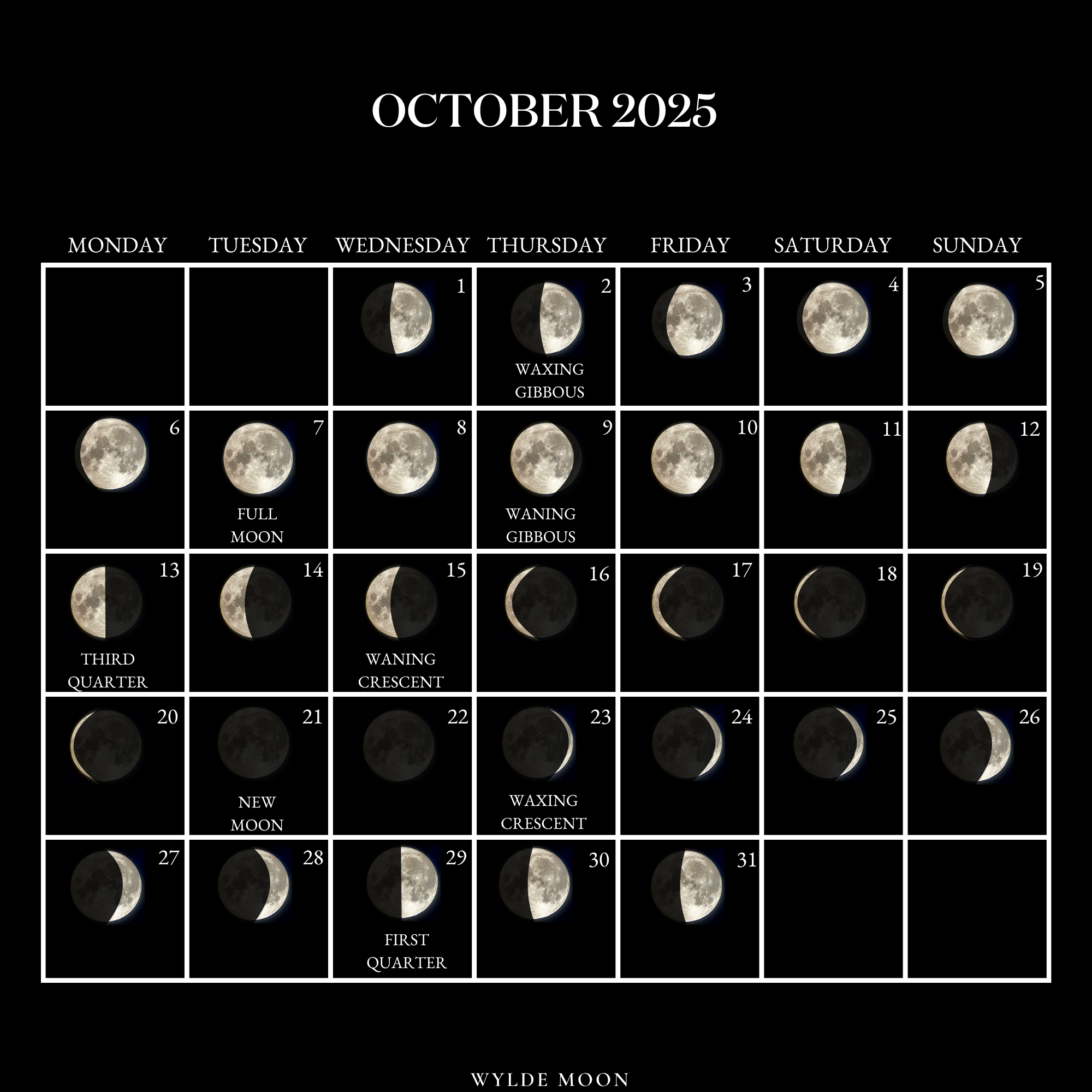 2025 Moon Calendar - Every Phase And Stage Of The Moon regarding October Lunar Calendar 2025